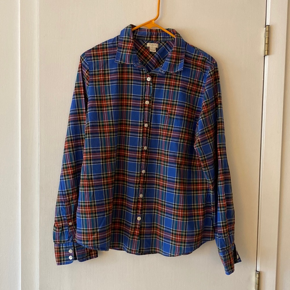 JCrew Blue Plaid Button Down Shirt